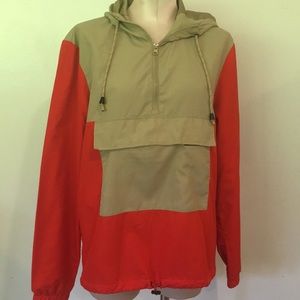 Windbreaker Arizona Jean Co Uni-Sex size Mens Small Like NEW Red & Tan Color